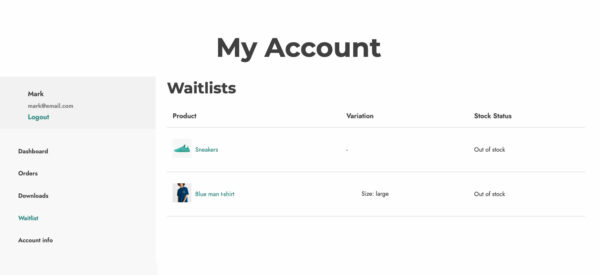 19.Subscribed waitlists in my account
