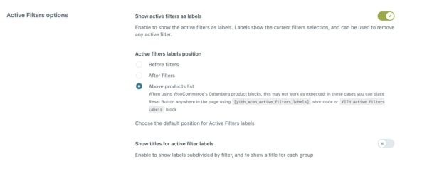 Active filters options 1
