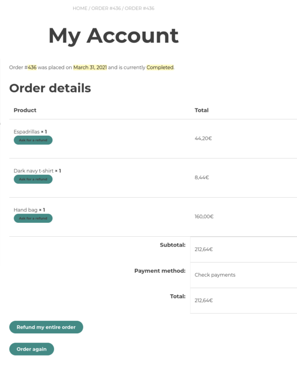 my account order 1