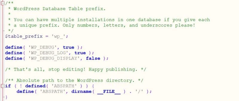 wordpress wpconfig debug log