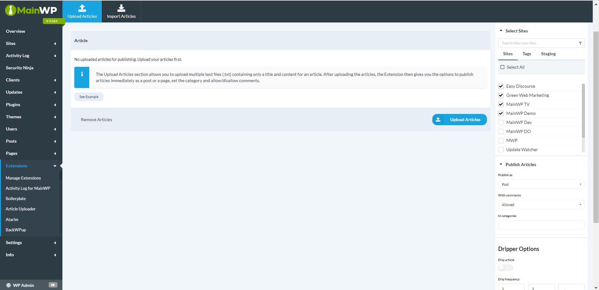 MainWP Article Uploader - Image 2