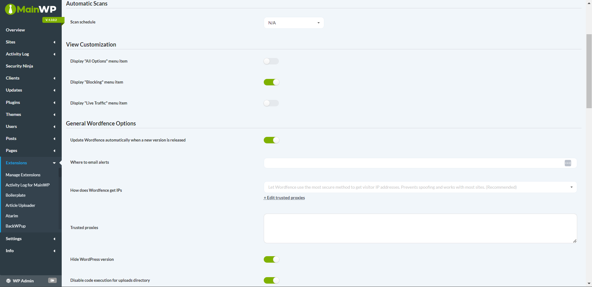 MainWP WordFence - Image 3