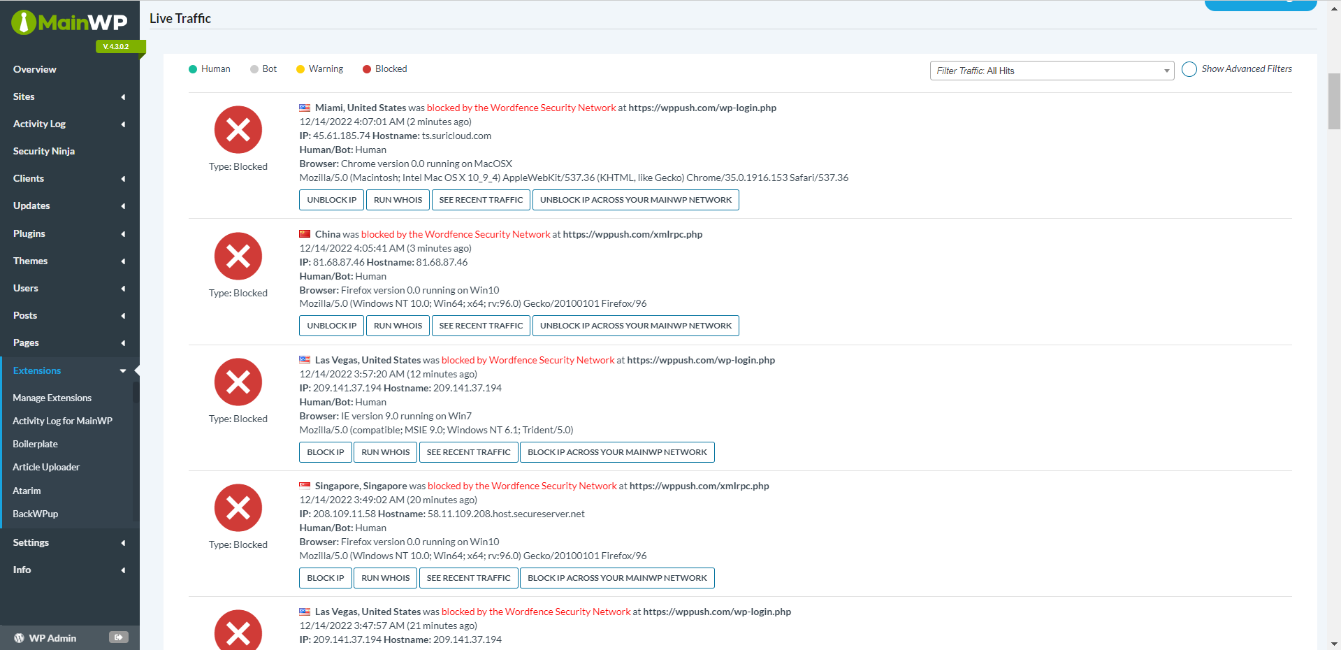 MainWP WordFence - Image 5